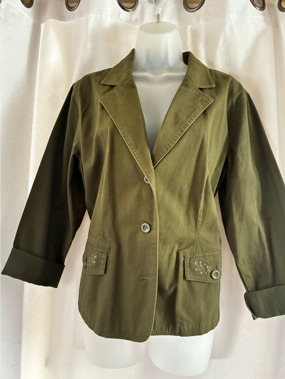 Chico's Olive Green Tailored Blazer Jacket